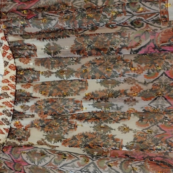 RD & KOKO L BOHEMIAN MAXI LINED SKIRT PINK, BROWN W/ GOLD DETAIL - Picture 2 of 4